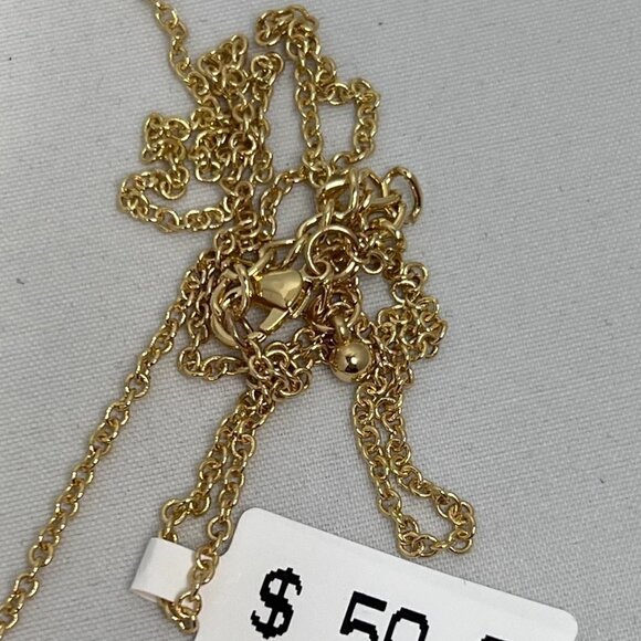 Ballet Gold tone chain with neutral beads and large gold tear drop pendant - Picture 3 of 7